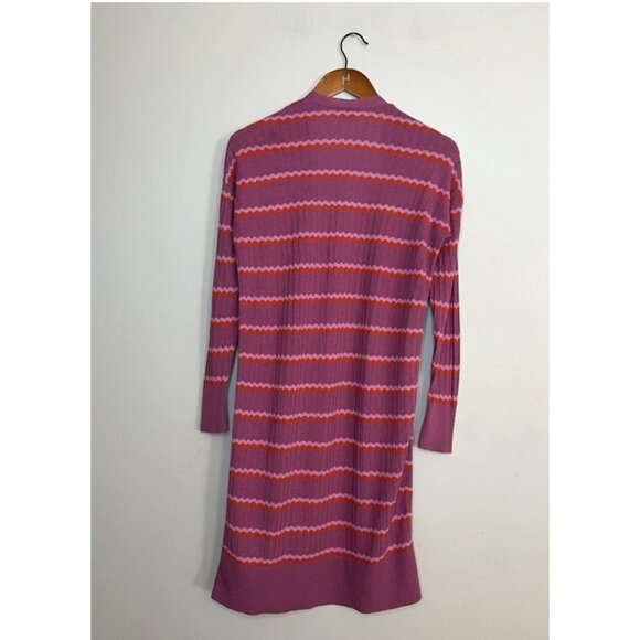 Ann Taylor Loft Open Front Knit Cardigan Duster Sweater Pink Red Striped Sz XL - Picture 6 of 9